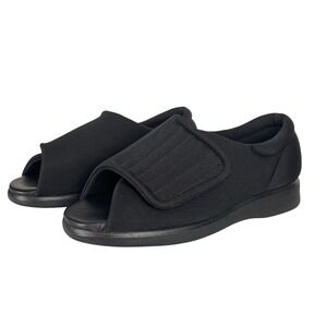 Comfortrite by Sequoia Slippers Black Orthopedic Open Toe Adjustable Women 10